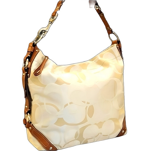 SOLD ELSEWHERE COACH Carly Lea & Canvas Sig C Hobo Shld Bag LIKE NEW & GORGEOUS! - Picture 4 of 16